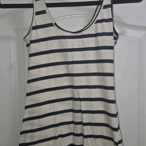 WOMAN'S BLUE STRIPED TANK SHIRT WITH USA RED RHINESTONE STAR SIZE SMALL - Picture 4 of 12